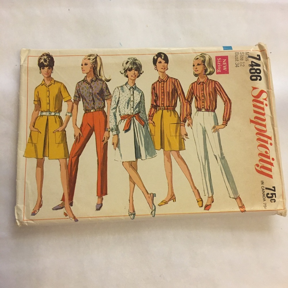 Simplicity Vintage Pattern #7486 Miss Size 12, Bust 34; New